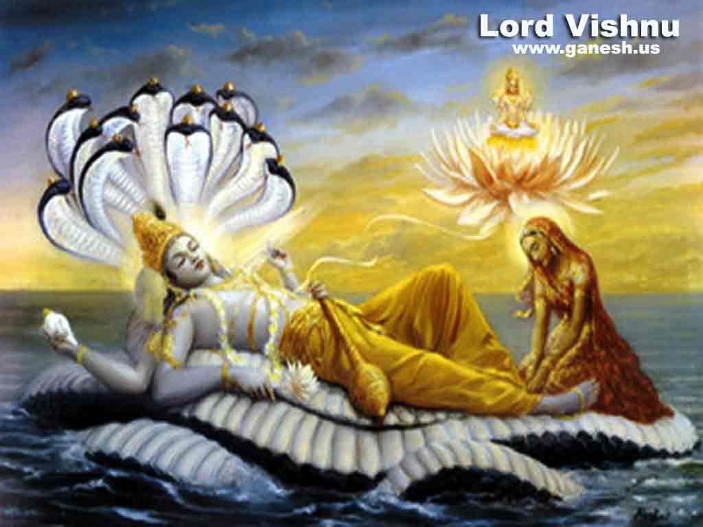 Lord Vishnu & Goddess Lakshmi Large Poster