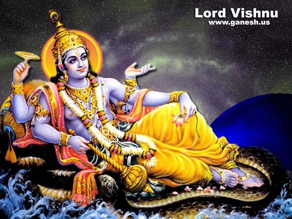 Lord Vishnu With Lakshmi On Sheshnag