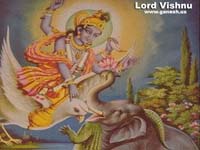 Lord Vishnu And Lakshmi Riding On Divine Vehicle Garuda